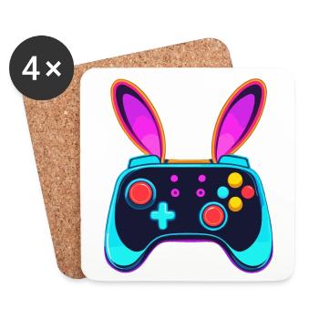 Lapin de Pâques Gamer & Gaming Streetwear Iconique - Dessous de verre (lot de 4) - blanc - Devant