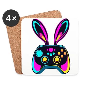 Osterhase Gamer - Gaming Streetwear Ikonisches - Untersetzer (4er-Set) - Weiß - Vorne