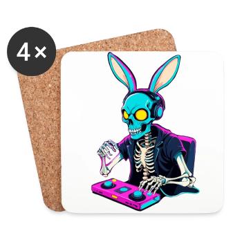 Lapin de Pâques Gamer & Gaming Streetwear Iconique - Dessous de verre (lot de 4) - blanc - Devant