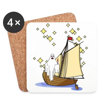 Ghosts, Seafaring, Haunting, Ghost, Horror, Halloween - Coasters (set of 4) - white - Front