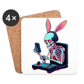 Lapin de Pâques Gamer et Design de streetwear de jeu - Dessous de verre (lot de 4) - blanc - Devant