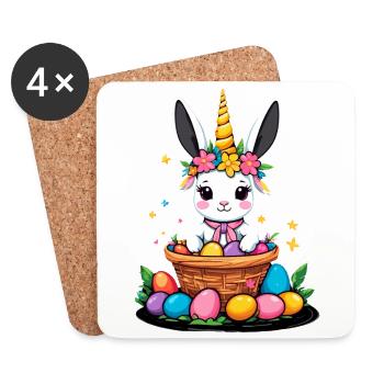 Licorne drôle lapin de Pâques Licorne mignonne Licorne de Pâques - Dessous de verre (lot de 4) - blanc - Devant