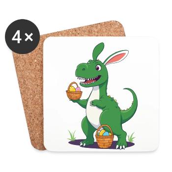 Iconic Easter Dinosaur Dinosaur Easter Bunny - Coasters (set of 4) - white - Front