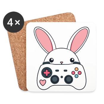 Osterhase Gamer Ikonisches Ostern Gaming - Untersetzer (4er-Set) - Weiß - Vorne