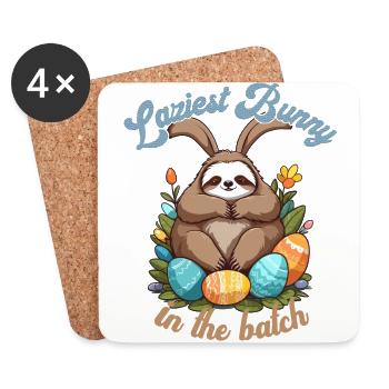 Drôle de dicton paresseux lapin de Pâques emblématique - Dessous de verre (lot de 4) - blanc - Devant