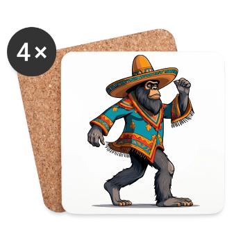 Mexican Bigfoot Sasquatch Sombrero - Coasters (set of 4) - white - Front
