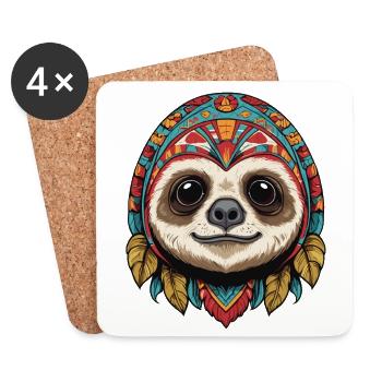Sloth Mexico Sugar Skull Streetwear Design - Coasters (set of 4) - white - Front