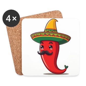 Esthétique Chili Streetwear Style Chaud Mexicain - Dessous de verre (lot de 4) - blanc - Devant