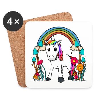 Unicorn Unicorns Mythical Creatures Mythical Animals Child - Coasters (set of 4) - white - Front