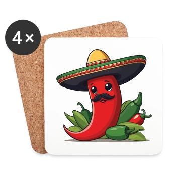 Aesthetic Chili Pepper Chili Streetwear Hot - Coasters (set of 4) - white - Front