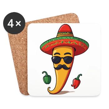 Aesthetic Chili Streetwear Heißer Scoville Stil - Untersetzer (4er-Set) - Weiß - Vorne