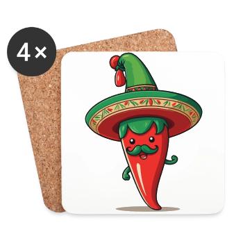 Aesthetic Chili Pepper Chili Streetwear Hot - Coasters (set of 4) - white - Front