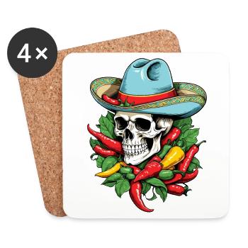 Aesthetic Chili Skull Design Mexican Style - Coasters (set of 4) - white - Front