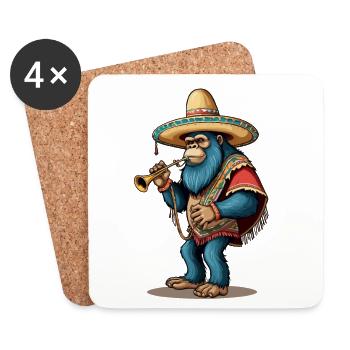 Mexican Bigfoot Sasquatch Cinco De Mayo - Coasters (set of 4) - white - Front