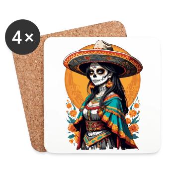 Iconic Sugar Skull Mexico Skull Streetwear - Coasters (set of 4) - white - Front