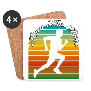Run The Day. Running, Marathon, Fitness, Sports, - Coasters (set of 4) - white - Front