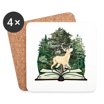 Cerf conte de fées conte de fées personnage forêt livre chevreuil - Dessous de verre (lot de 4) - blanc - Devant