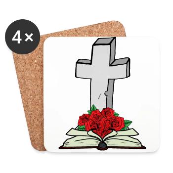 Croix Bible Livre Jésus Dieu Résurrection Mort - Dessous de verre (lot de 4) - blanc - Devant