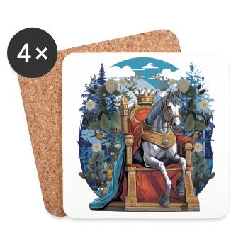 Horse, Prince Charming, Fairy Tale, Horses, Steed, Ruler - Coasters (set of 4) - white - Front