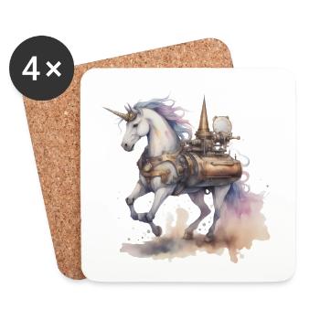 Unicorn Technology Machine Unicorns Horse - Coasters (set of 4) - white - Front