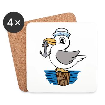 Möwe Anker maritim Matrose Seemann Kinder - Untersetzer (4er-Set) - Weiß - Vorne