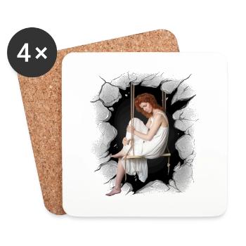 Fille Émotions Sentiments Dépression Deuil - Dessous de verre (lot de 4) - blanc - Devant