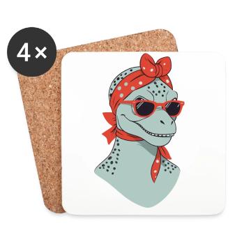 Drôle Dinosaure Maman Cool Dino Femme - Dessous de verre (lot de 4) - blanc - Devant