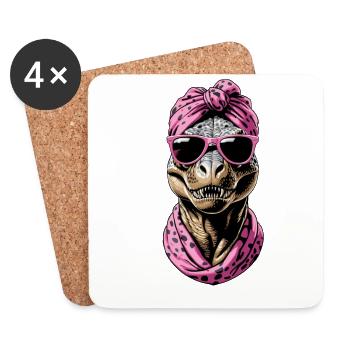 Drôle Dinosaure Maman Cool Dino Femme Style - Dessous de verre (lot de 4) - blanc - Devant