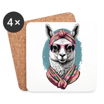 Lama Aimant Maman Drôle Alpaga Fête Des Mères - Dessous de verre (lot de 4) - blanc - Devant