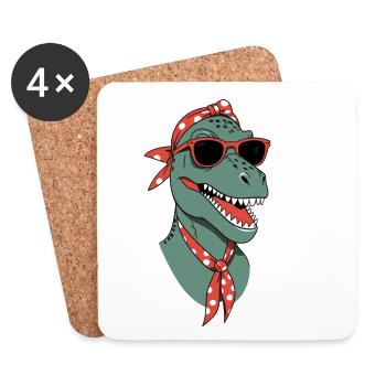 Drôle Dinosaure Maman Cool Dino Femme Style - Dessous de verre (lot de 4) - blanc - Devant