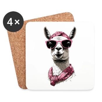 Lama aimant maman drôle maman Design - Dessous de verre (lot de 4) - blanc - Devant