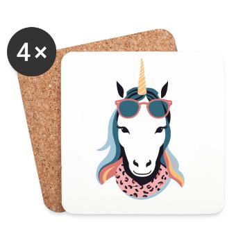 Einhorn Mama Einhörner Liebende Lustige Stylische - Untersetzer (4er-Set) - Weiß - Vorne
