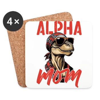Maman alpha Drôle Dinosaure Iconique Maman - Dessous de verre (lot de 4) - blanc - Devant