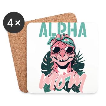 Alpha Maman Drôle Dinosaure Maman Dinos Cool - Dessous de verre (lot de 4) - blanc - Devant