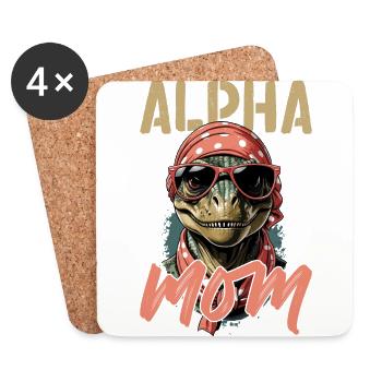 Maman alpha Drôle Dinosaure Iconique Maman - Dessous de verre (lot de 4) - blanc - Devant