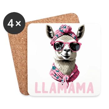 LLamama Lama aimant maman drôle Design - Dessous de verre (lot de 4) - blanc - Devant