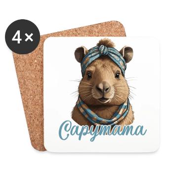Capymama drôle Capybara conception de fête des mères - Dessous de verre (lot de 4) - blanc - Devant