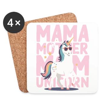 Licorne Maman Licornes Aimant Drôle Élégant - Dessous de verre (lot de 4) - blanc - Devant