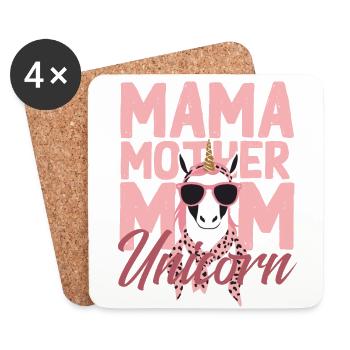 Licorne Maman Drôle Élégant Femme Design - Dessous de verre (lot de 4) - blanc - Devant