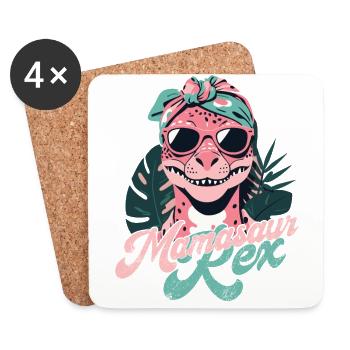 Mamasaur Rex Funny Dinosaur Mother Style - Coasters (set of 4) - white - Front
