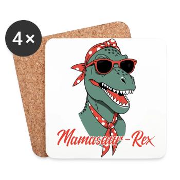 Mamasaur Rex Funny Dinosaur Mother Style - Coasters (set of 4) - white - Front