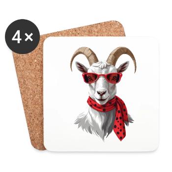 Drôle de maman chèvre parfaite pour la fête des mères - Dessous de verre (lot de 4) - blanc - Devant