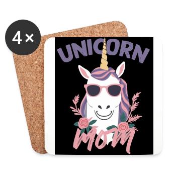 Licorne Maman Drôle Élégant Licorne Femme - Dessous de verre (lot de 4) - blanc - Devant