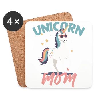 Licorne Maman Licornes Aimant Drôle Élégant - Dessous de verre (lot de 4) - blanc - Devant