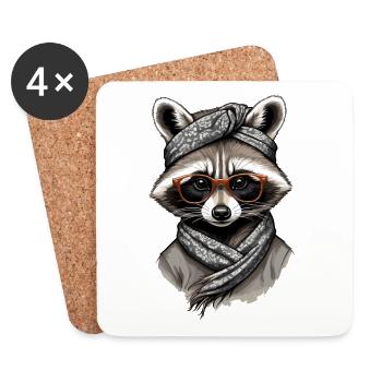 Mama Raccoon Raccoon Amoureux du raton laveur - Dessous de verre (lot de 4) - blanc - Devant