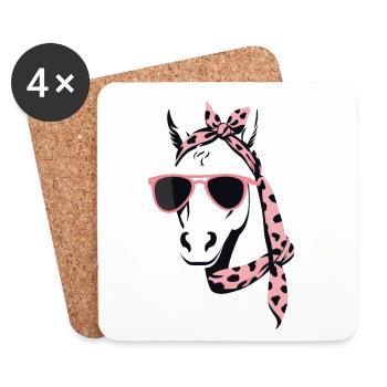 Maman Cheval Cheval Amant Mère Cheval Fille - Dessous de verre (lot de 4) - blanc - Devant