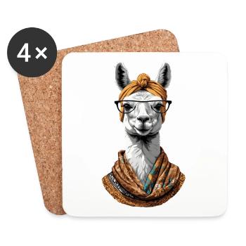 Lama aimant maman drôle Design fête des mères - Dessous de verre (lot de 4) - blanc - Devant