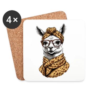 Funny Llama Alpaca Mother Design Lovers - Coasters (set of 4) - white - Front