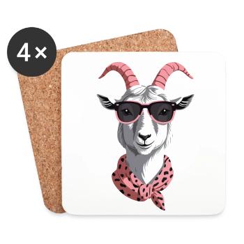 Drôle de maman chèvre parfaite pour la fête des mères - Dessous de verre (lot de 4) - blanc - Devant