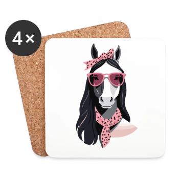 Maman Cheval Cheval Amant Maman Amour Élégant - Dessous de verre (lot de 4) - blanc - Devant